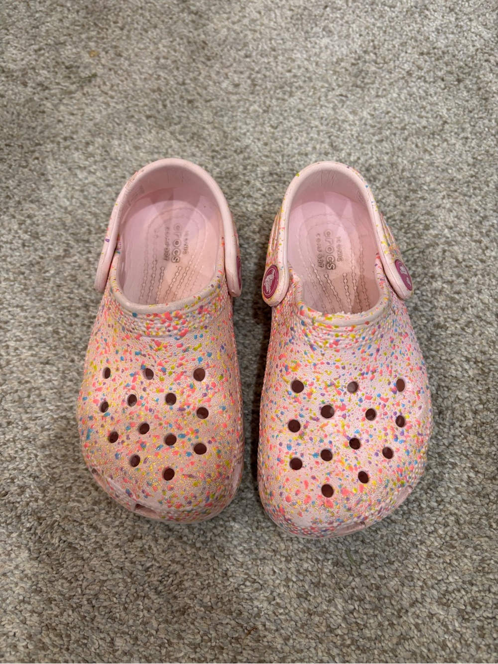 Crocs Classic Splatter Paint Clog Toddler 9 sparkle glitter rainbow